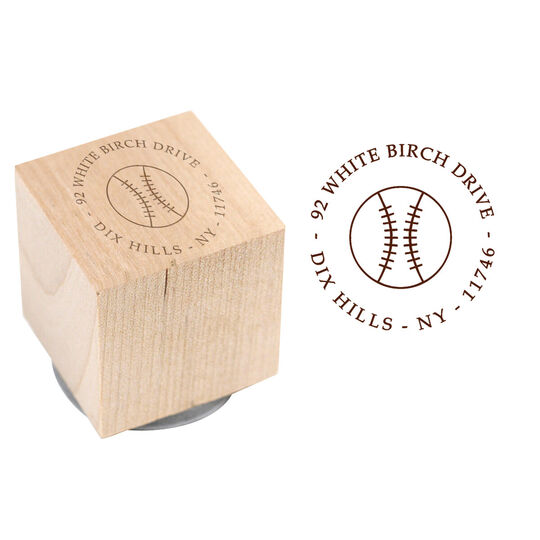 Baseball Wood Block Rubber Stamp
